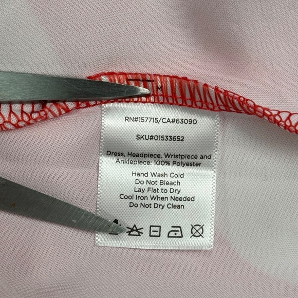 Disney Lilo Hawaiian Dress Costume Womens Size Red White Palm Spirit Halloween - Picture 4 of 9